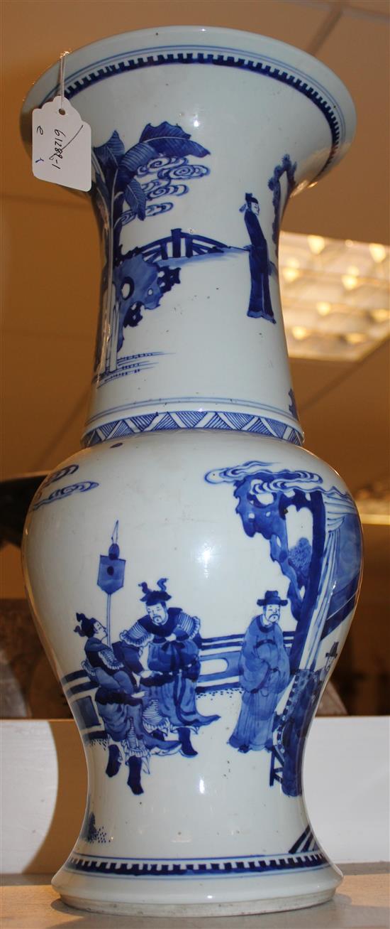 A large Chinese blue and white yen-yen vase, 45cm